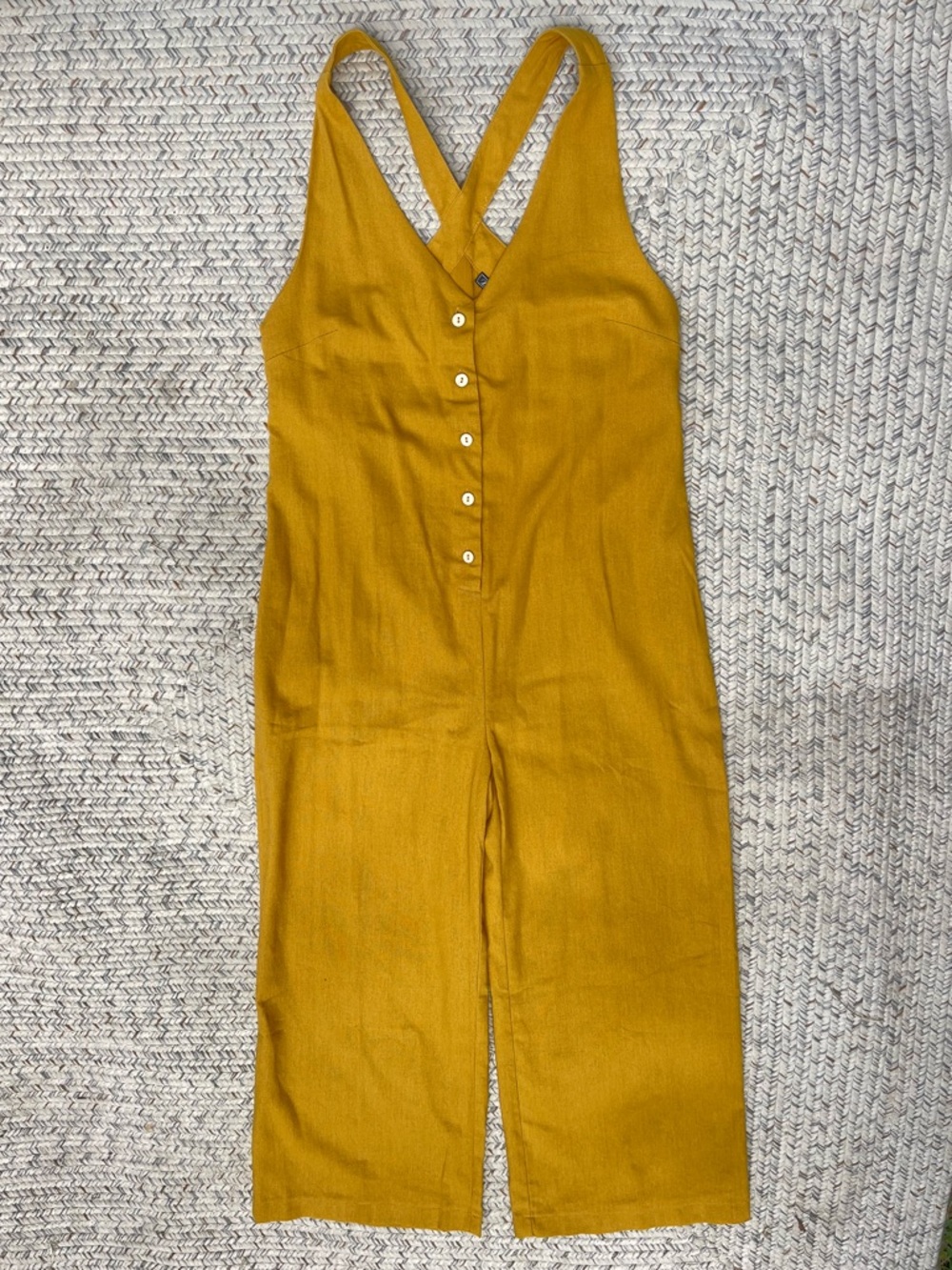 Linen Blend Jumpsuit | Minimalist Racerback | Medium/ Small | Bella Dona Mustard